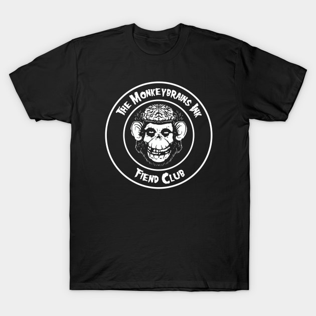 Monkeybrains ink fiend club button on dark colors T-Shirt by GodsBurden